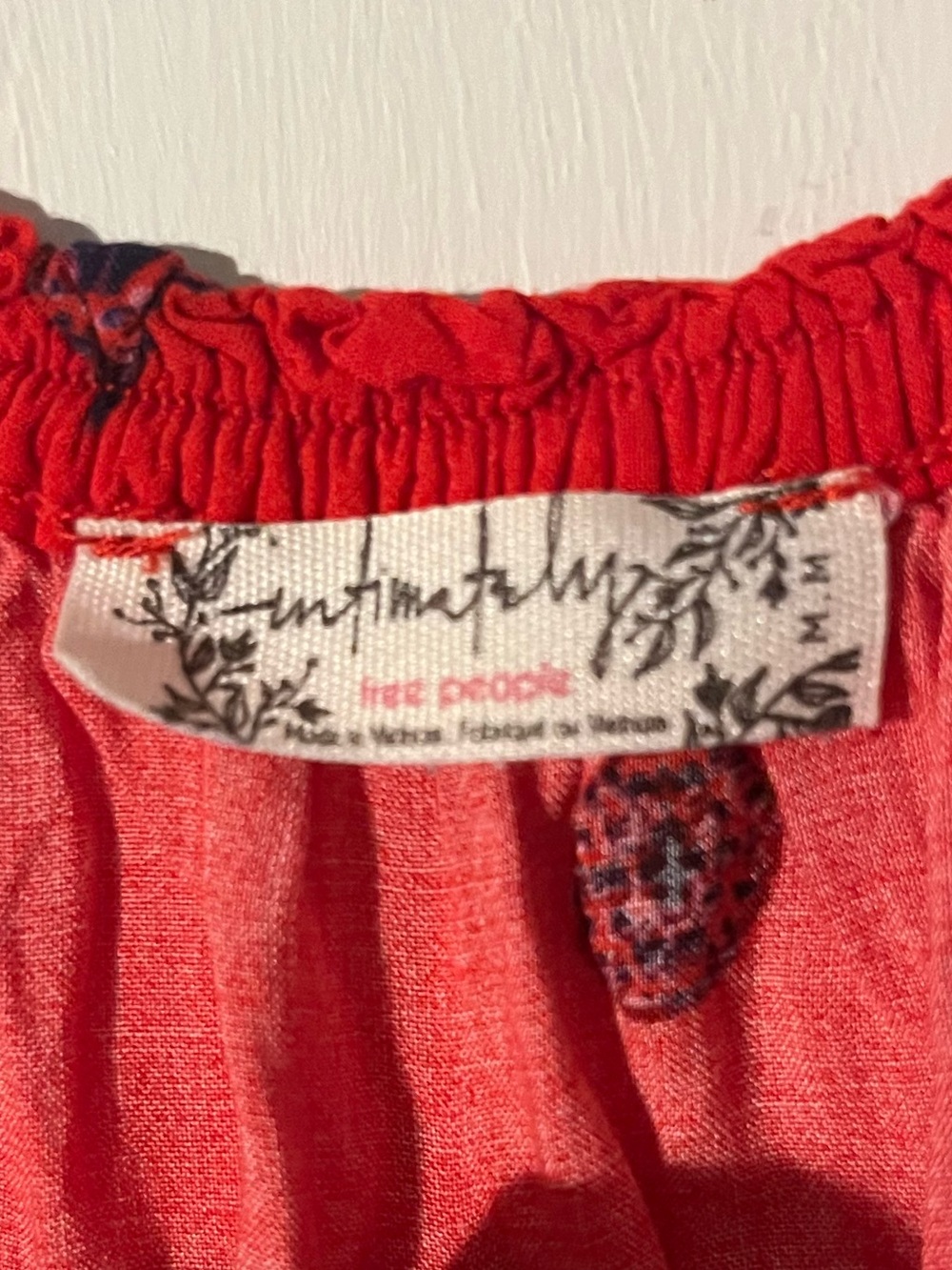 Free People (Intimately) Red Floral-Accented Tiered Mini Dress Women’s Size M - Picture 4 of 8